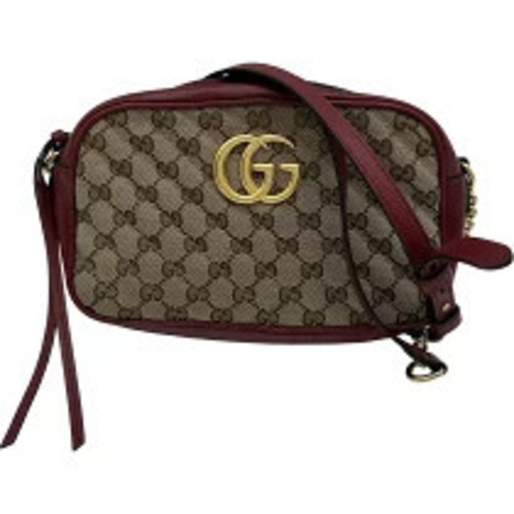 Gucci GG Marmont Shoulder Bag Red Canvas Leather
